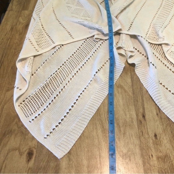 Knox Rose White Floral Lace Open Acrylic Cardigan Sweater Womens Size Large - Picture 7 of 8